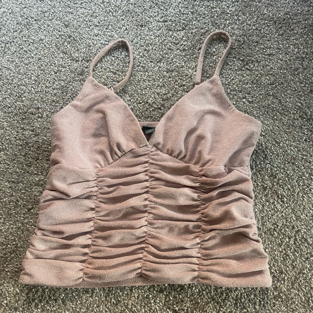 Size small wild fable ruched tan glittery spaghetti strap tank top